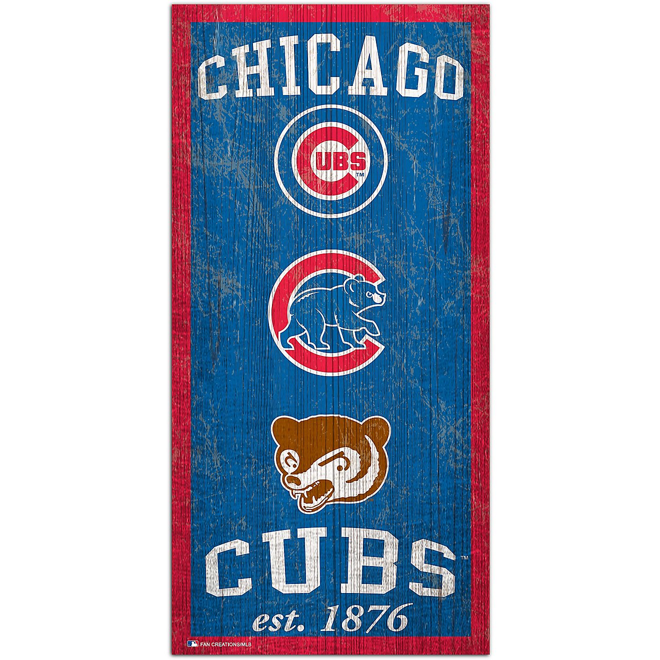 Fan Creations Chicago Cubs Heritage 6 x 12 Sign                                                                                  - view number 1