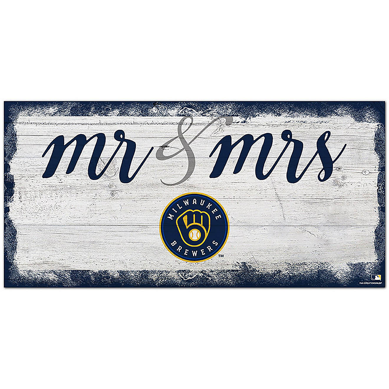 Fan Creations Milwaukee Brewers Script Mr & Mrs 6x12 Sign                                                                        - view number 1