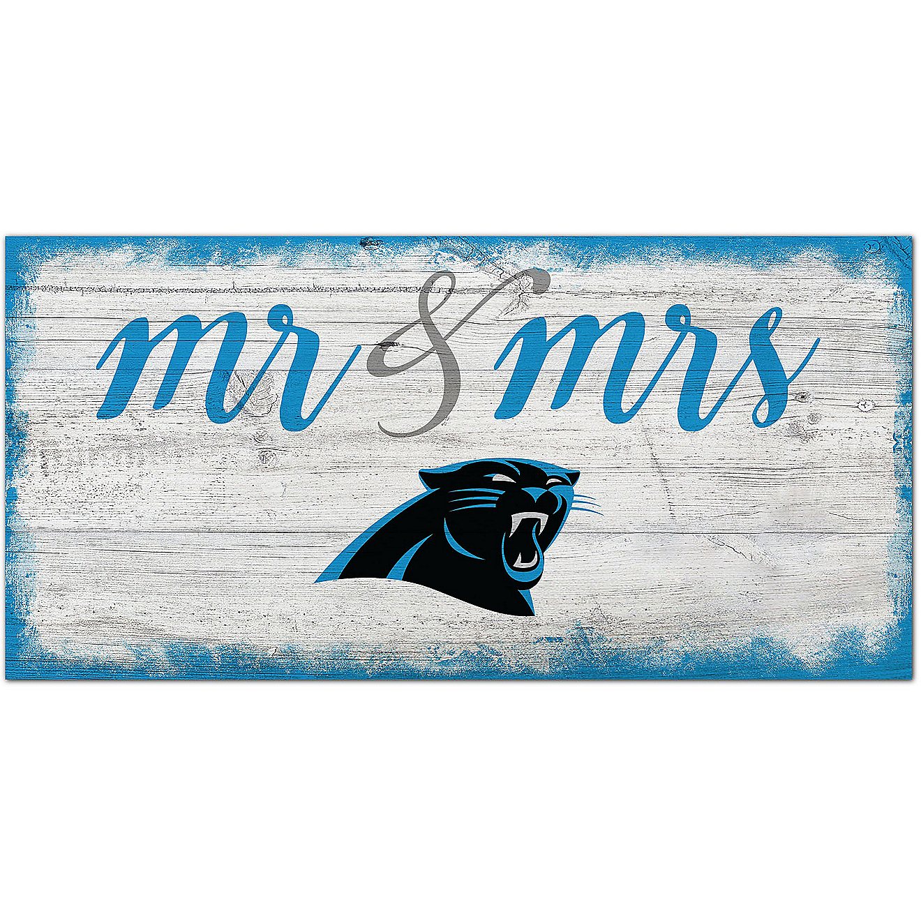 Fan Creations Carolina Panthers Mr and Mrs 6x12 Sign                                                                             - view number 1