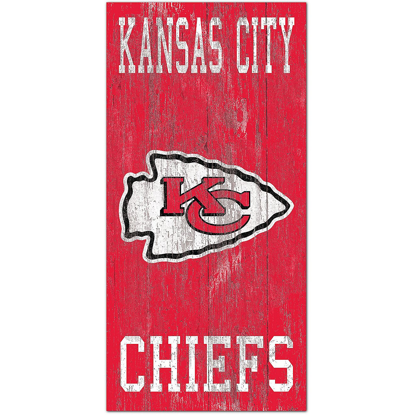 Fan Creations Kansas City Chiefs 6 in x 12 in Heritage Distressed Logo Sign                                                      - view number 1