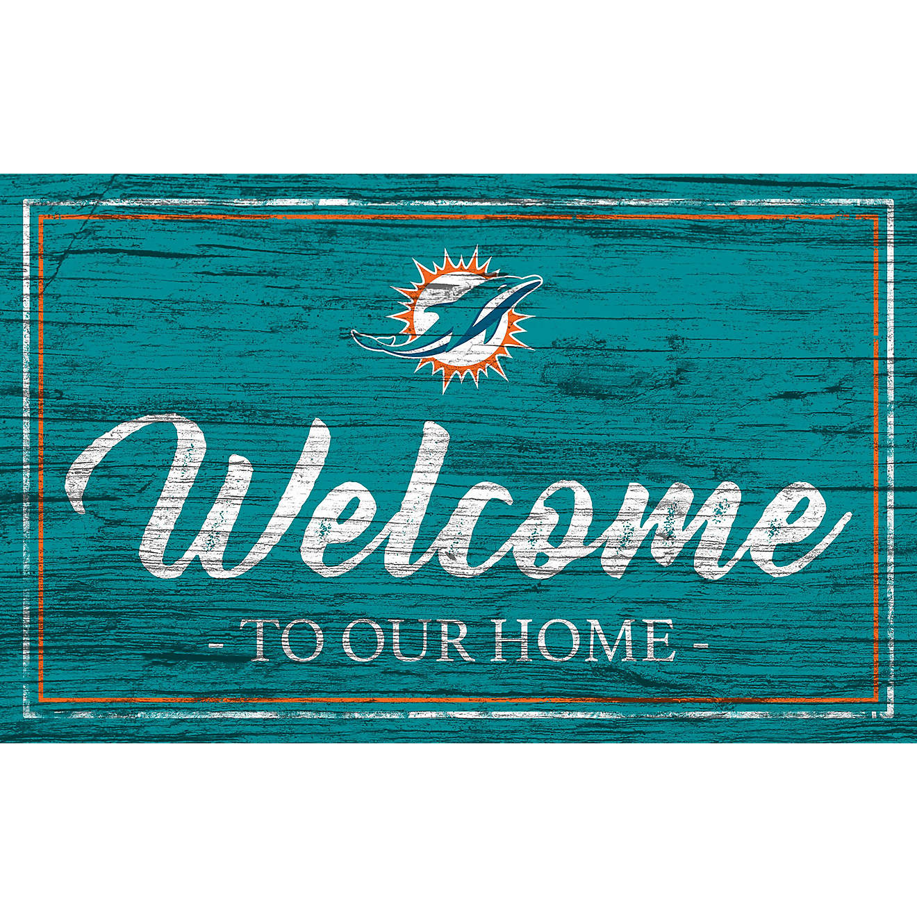 Fan Creations Miami Dolphins Team Color Welcome 11 in x 19 in Sign                                                               - view number 1