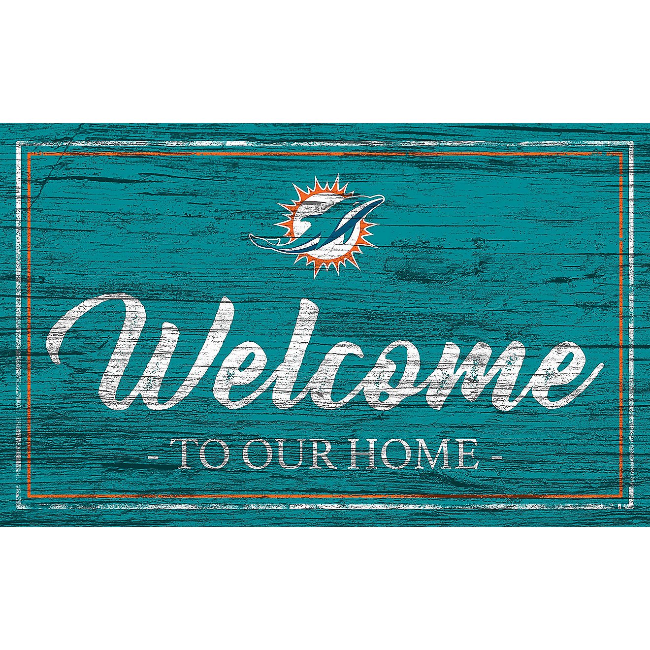 Fan Creations Miami Dolphins Team Color Welcome 11 in x 19 in Sign                                                               - view number 1