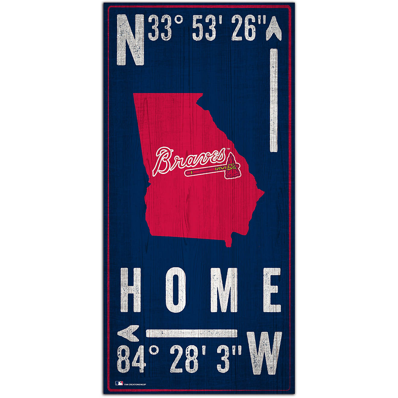 Fan Creations Atlanta Braves Coordinates 6 in x 12 in Sign                                                                       - view number 1