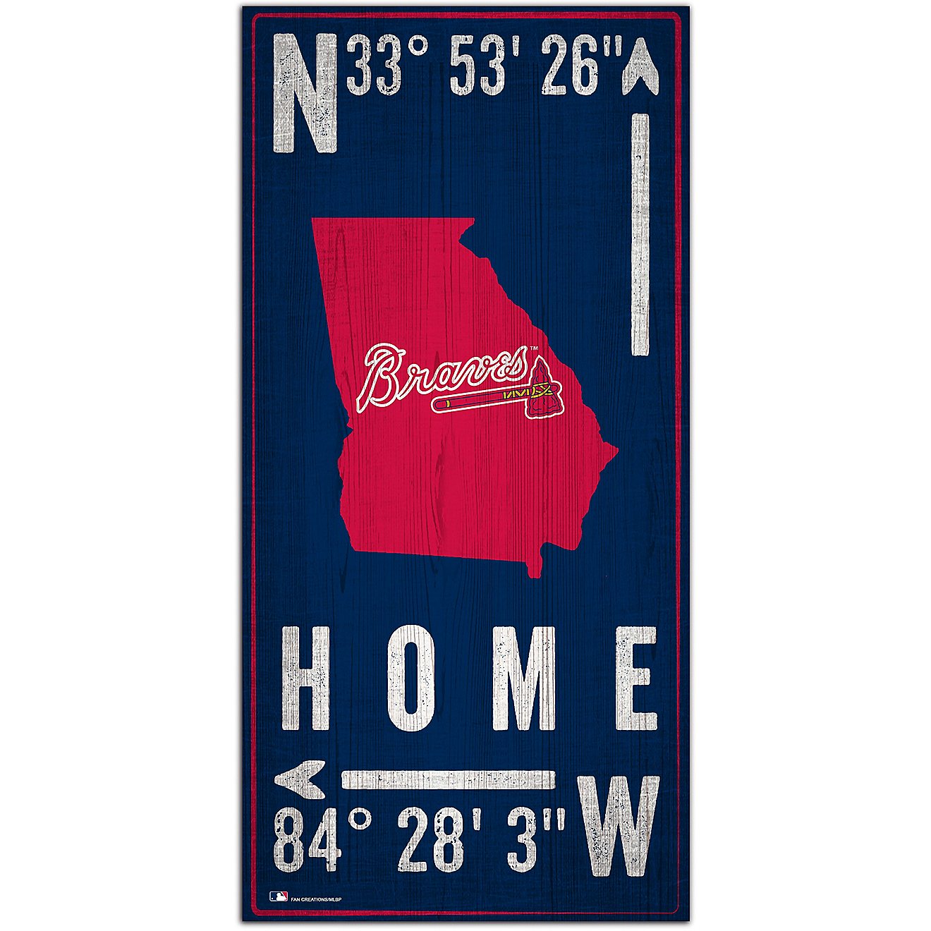 Fan Creations Atlanta Braves Coordinates 6 in x 12 in Sign                                                                       - view number 1