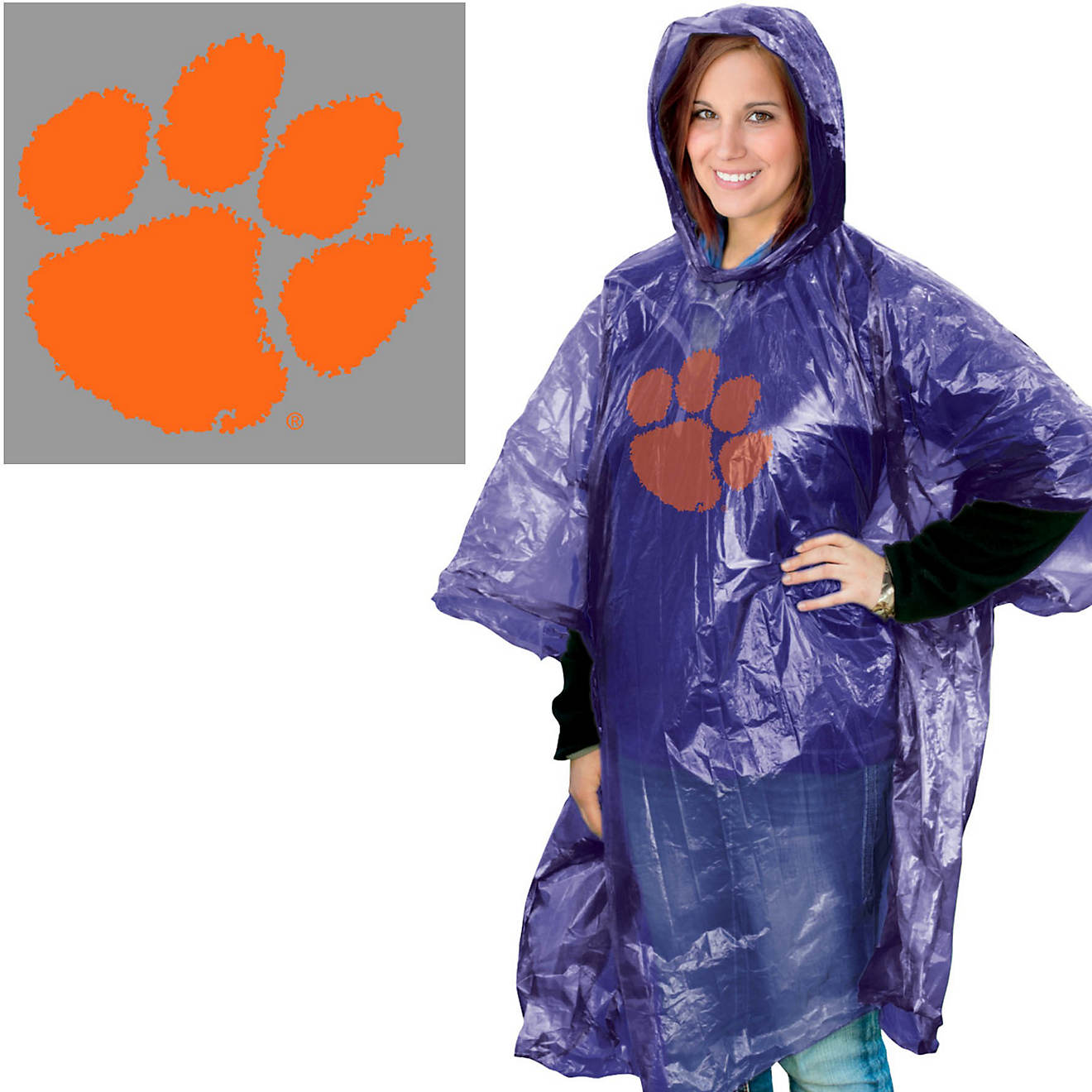 WinCraft Adults' Clemson University Rain Poncho                                                                                  - view number 1