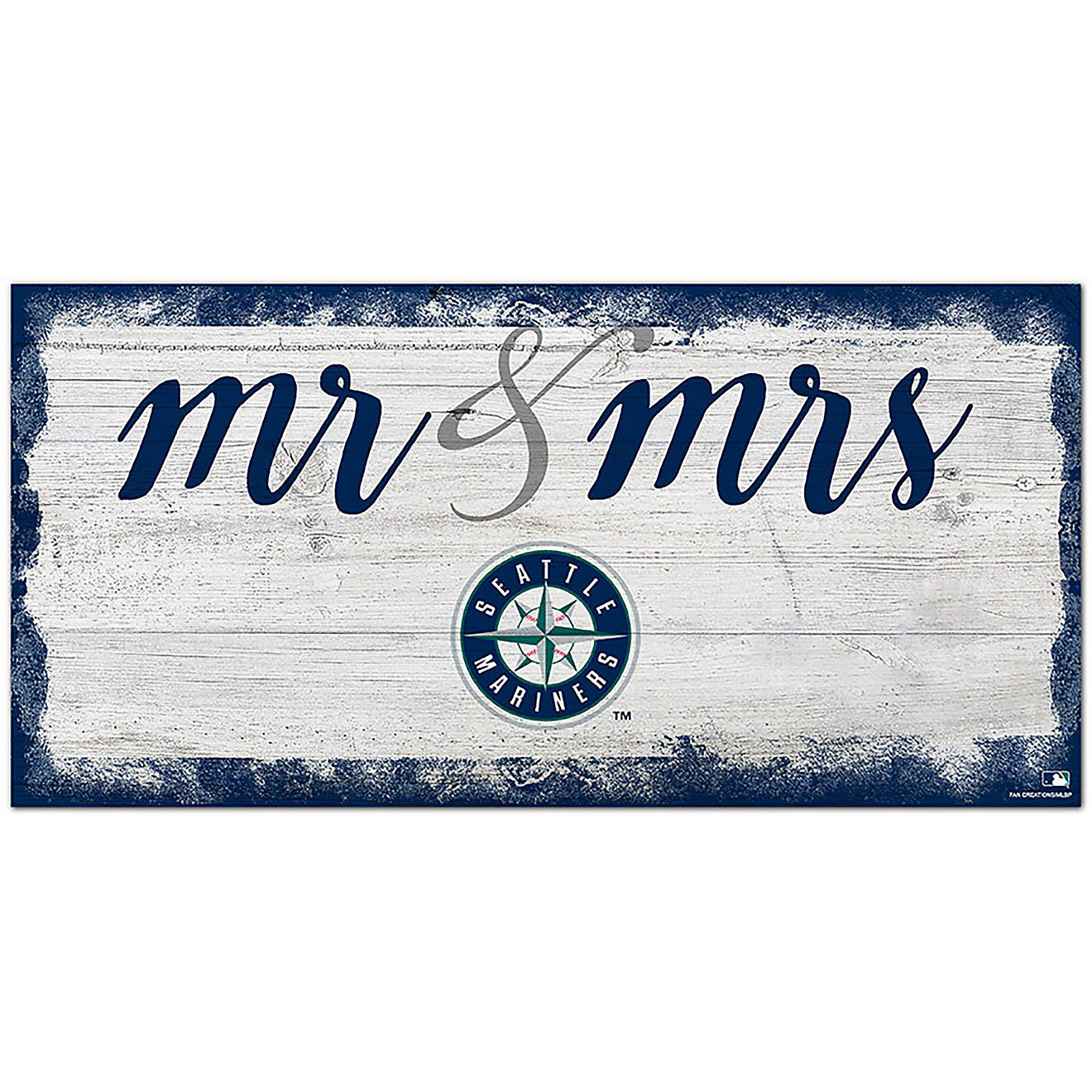 Fan Creations Seattle Mariners Script Mr & Mrs 6x12 Sign                                                                         - view number 1