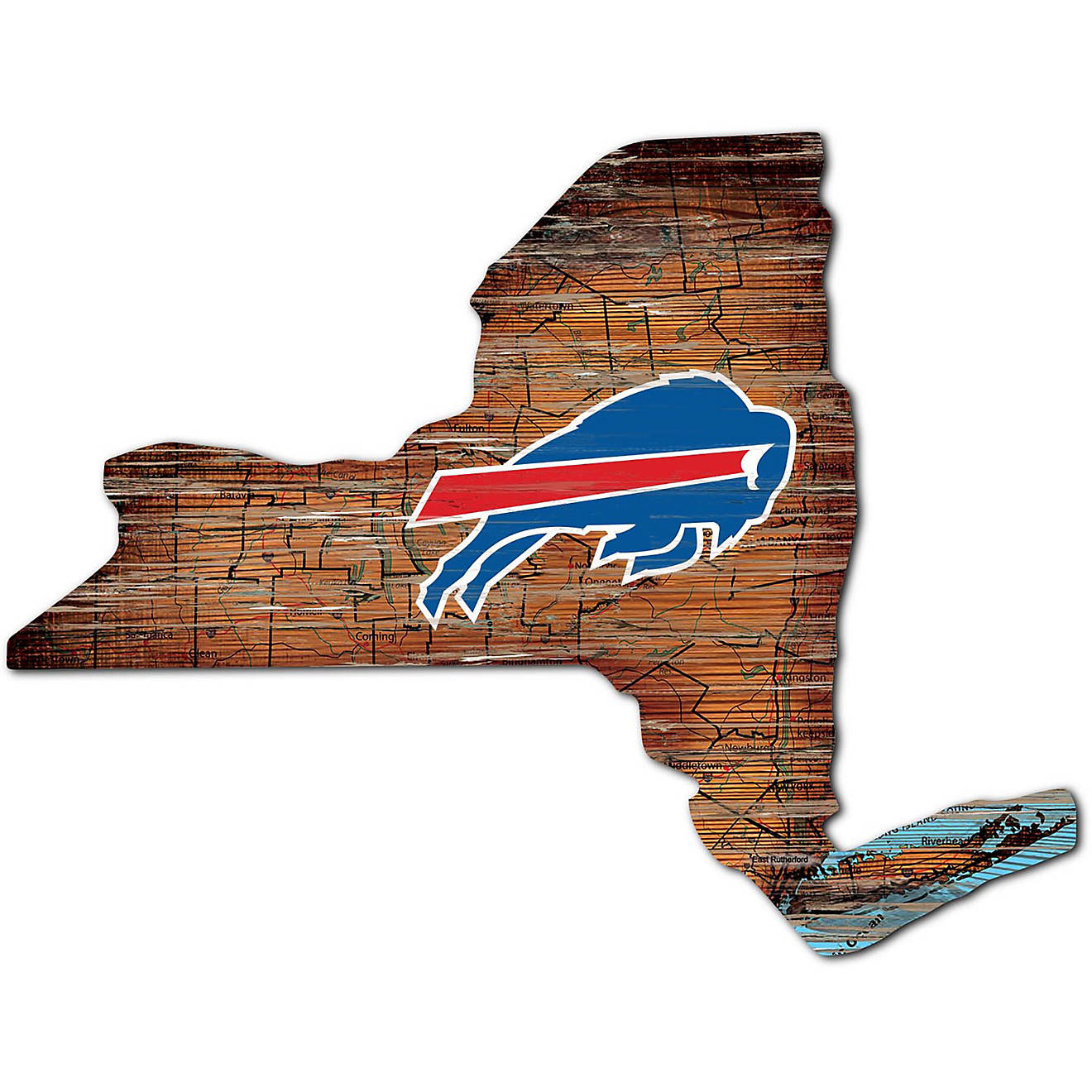Fan Creations Buffalo Bills Logo Distressed State Sign                                                                           - view number 1