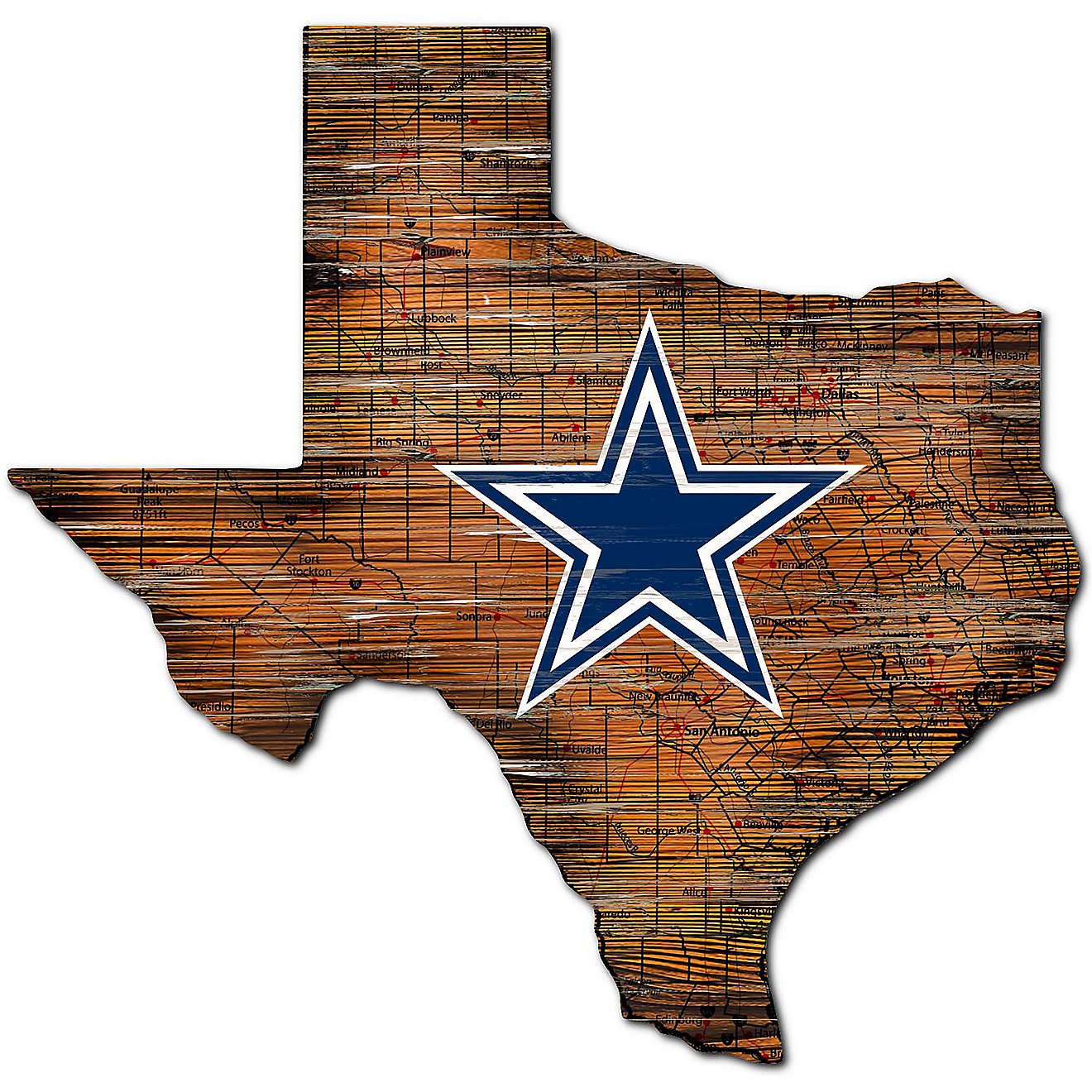 Fan Creations Dallas Cowboys Logo Distressed State Sign                                                                          - view number 1