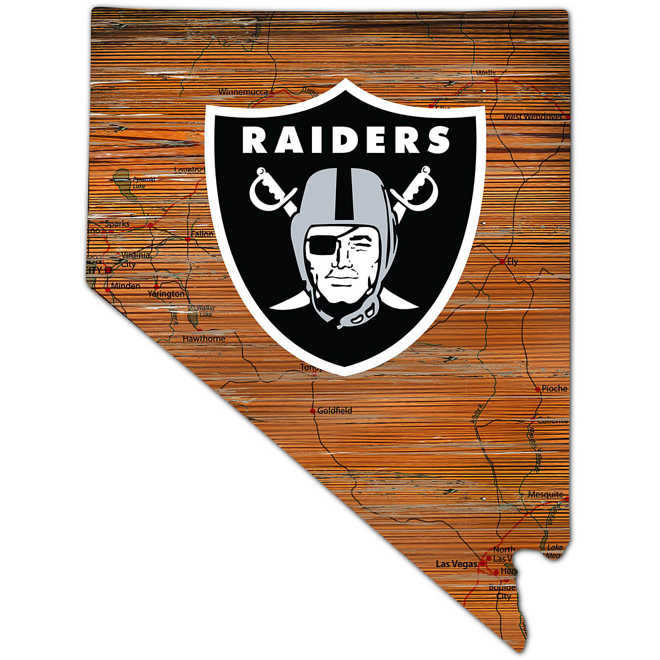 Fan Creations Las Vegas Raiders Logo Distressed State Sign                                                                       - view number 1