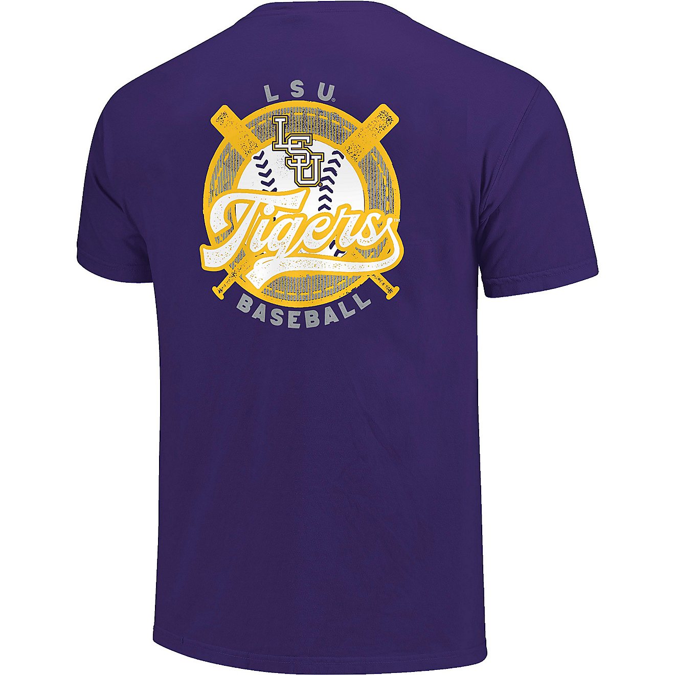 Image One Men's Louisiana State University Vintage Baseball Stamp Graphic Short Sleeve T-shirt                                   - view number 2