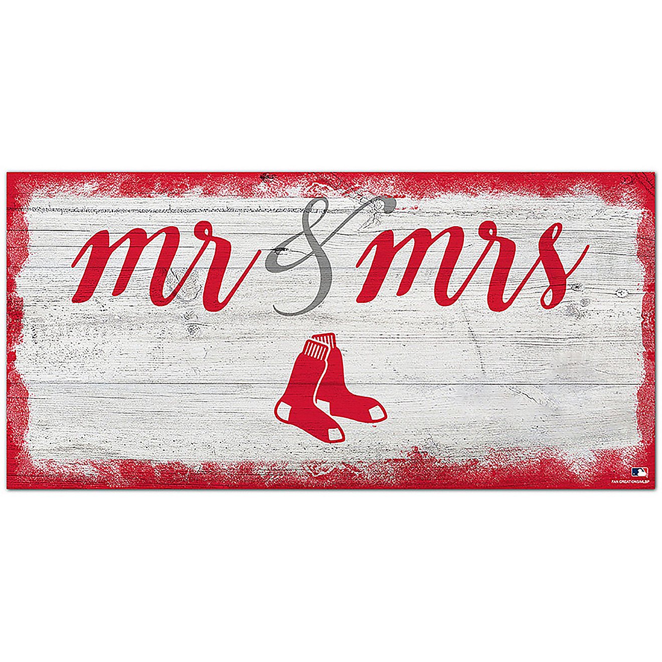 Fan Creations Boston Red Sox Script Mr & Mrs 6x12 Sign                                                                           - view number 1