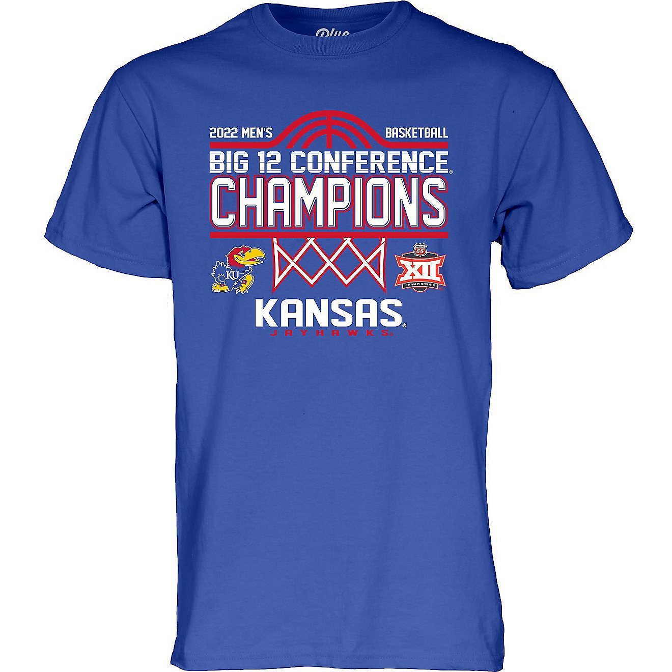 Blue 84 Men's University of Kansas 2022 Big XII Men's Basketball Conference Tournament Champs Locker Room Short Sleeve T-shirt   - view number 1