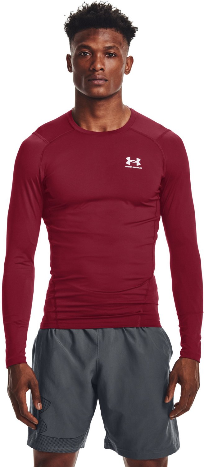 Under Armour Mens HeatGear Compression Long-Sleeve T-Shirt Cardinal 625/White Medium