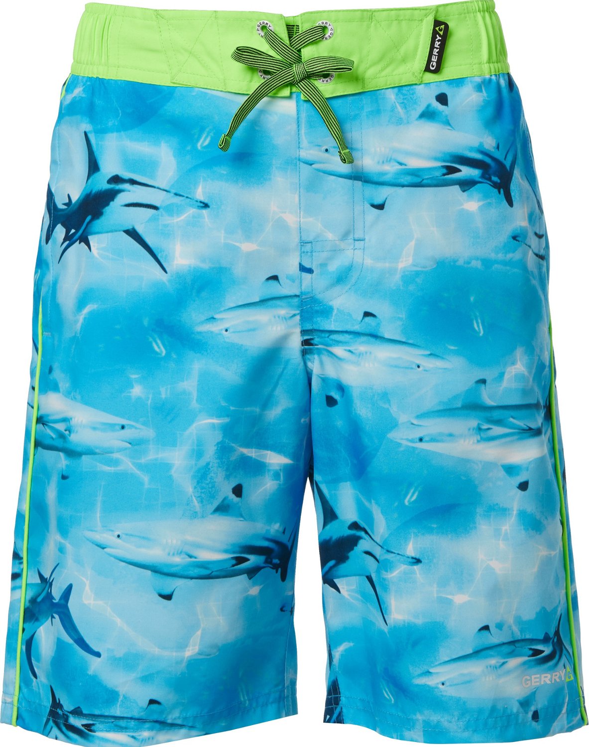 Gerry Boys' Shark Mania Swim Board Shorts 8 in | Academy