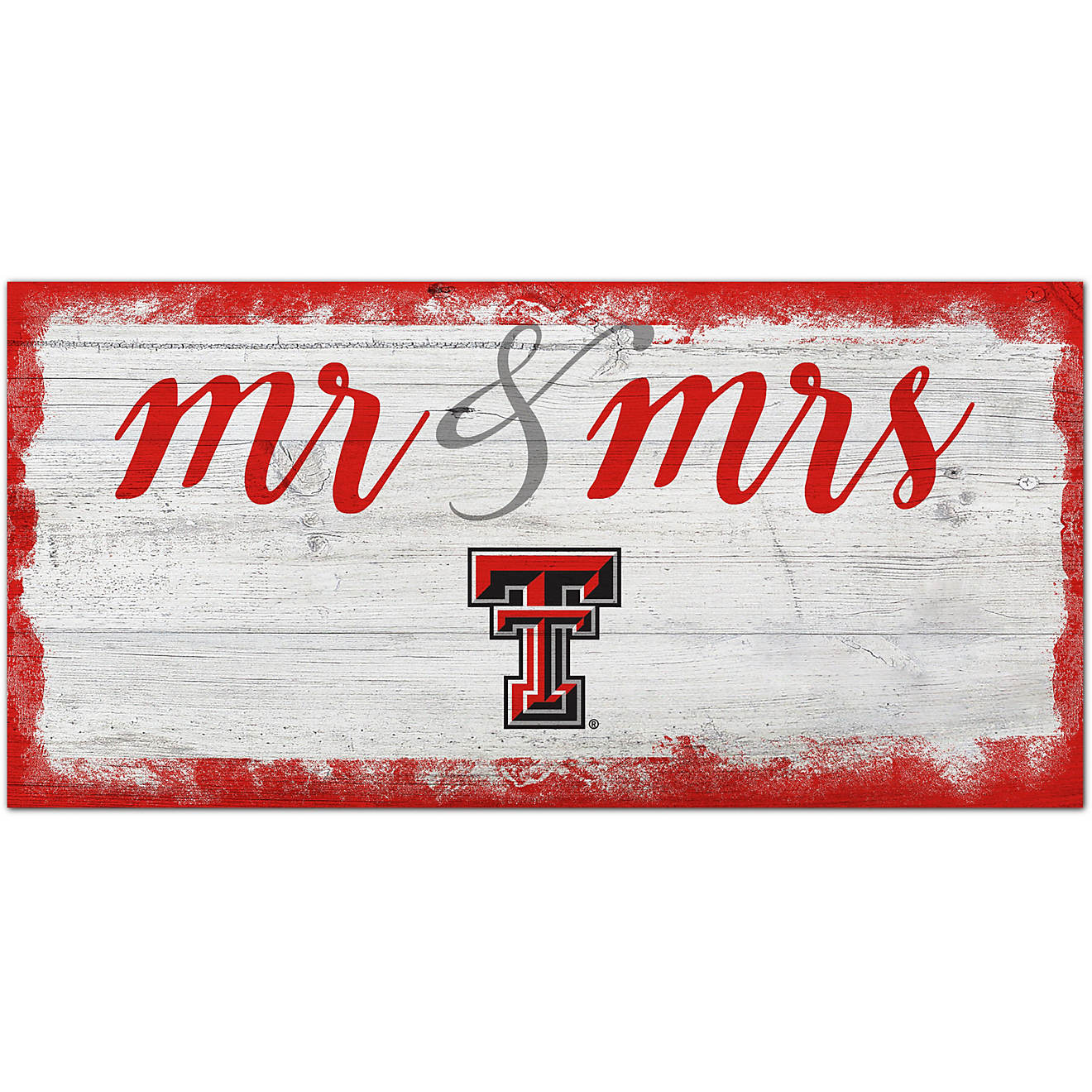 Fan Creations Texas Tech University Script Mr. and Mrs. 6 in x 12 in Sign                                                        - view number 1