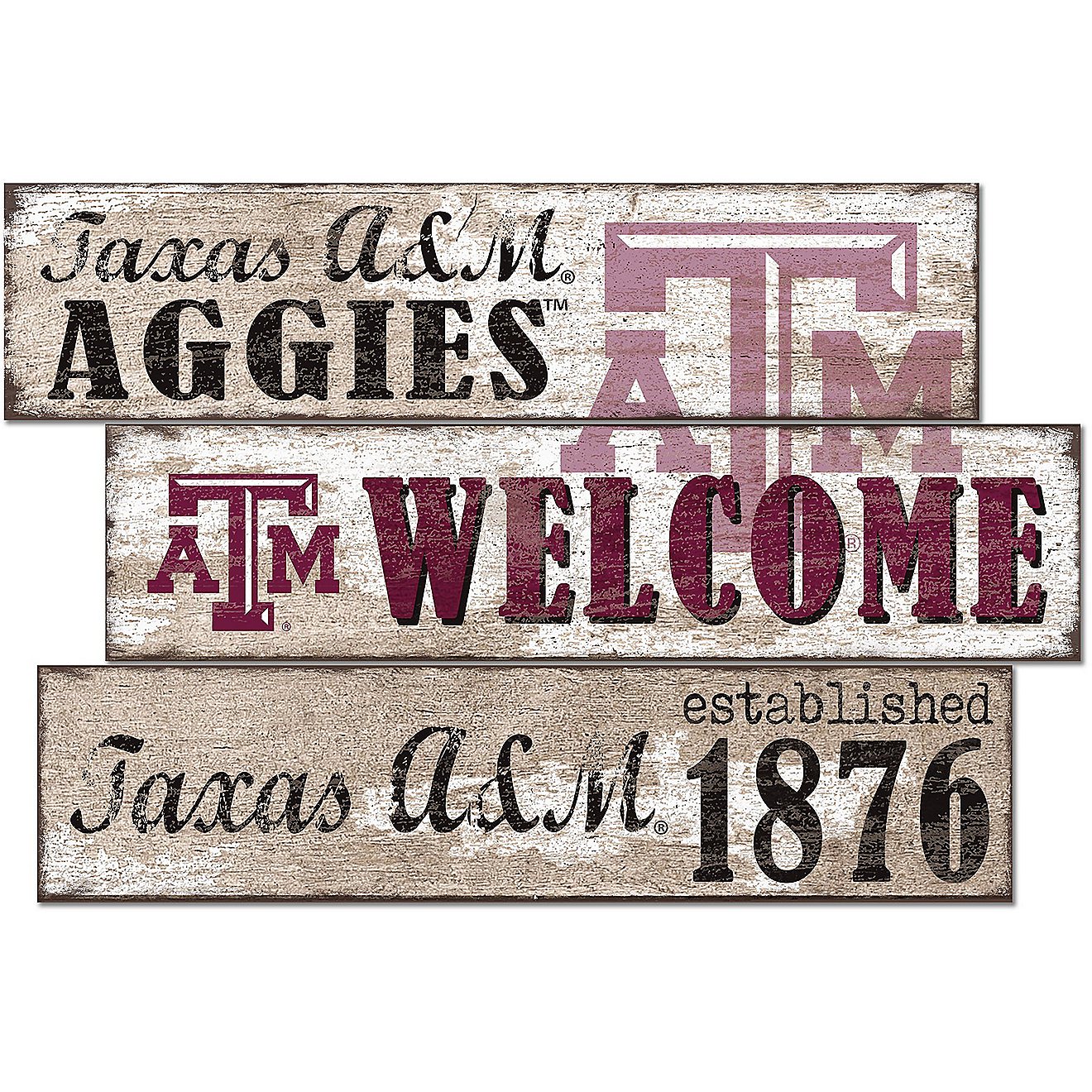 Fan Creations Texas A&M University Welcome 3 Plank Decor                                                                         - view number 1