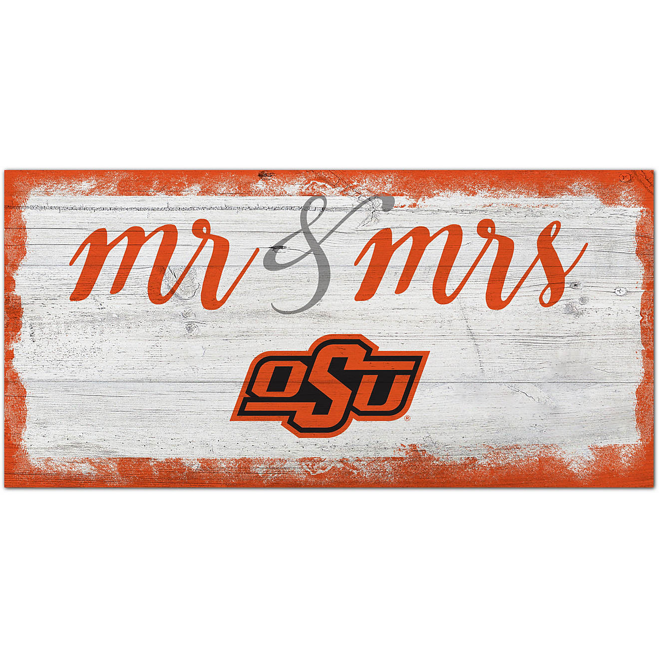 Fan Creations Oklahoma State University Script Mr. and Mrs. 6 in x 12 in Sign                                                    - view number 1