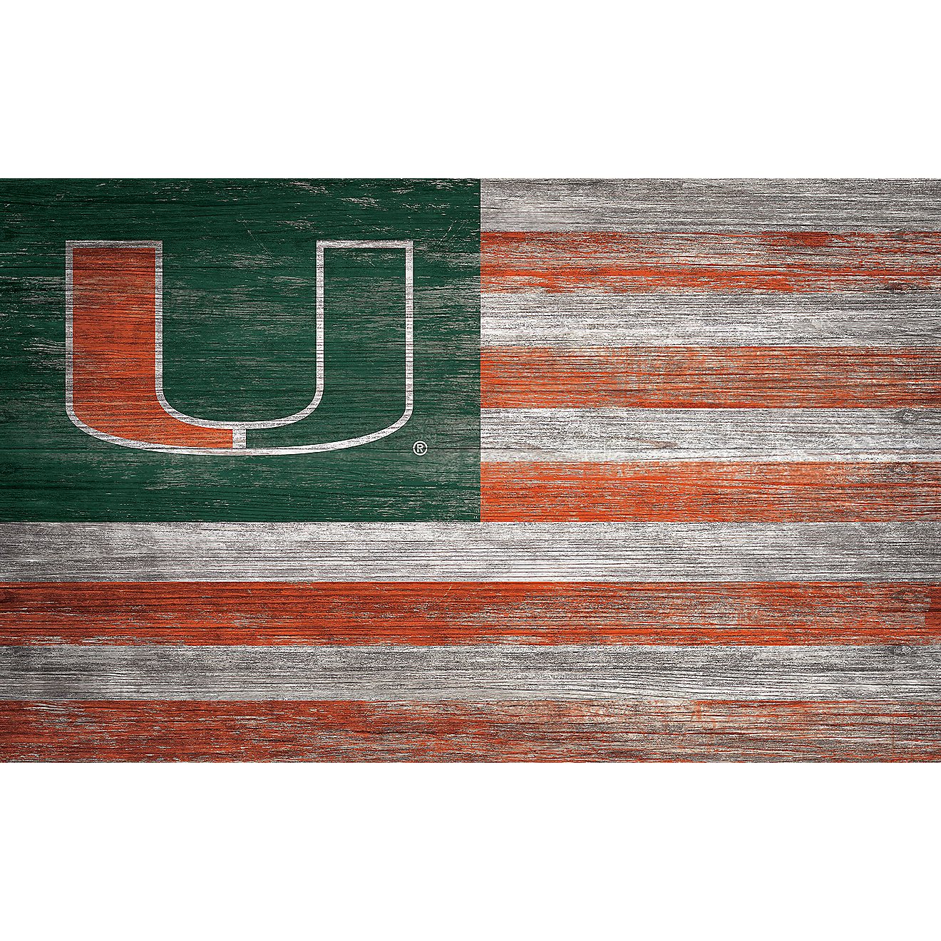 Fan Creations University of Miami Distressed Flag 11 in x 19 in Sign                                                             - view number 1