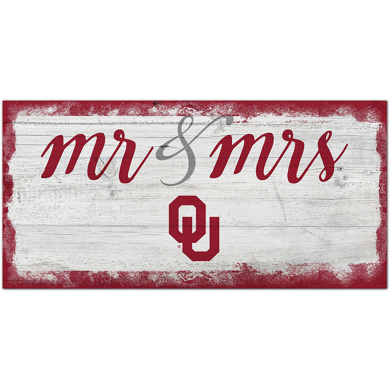 Fan Creations University of Oklahoma Script Mr. and Mrs. 6 in x 12 in Sign                                                       - view number 1