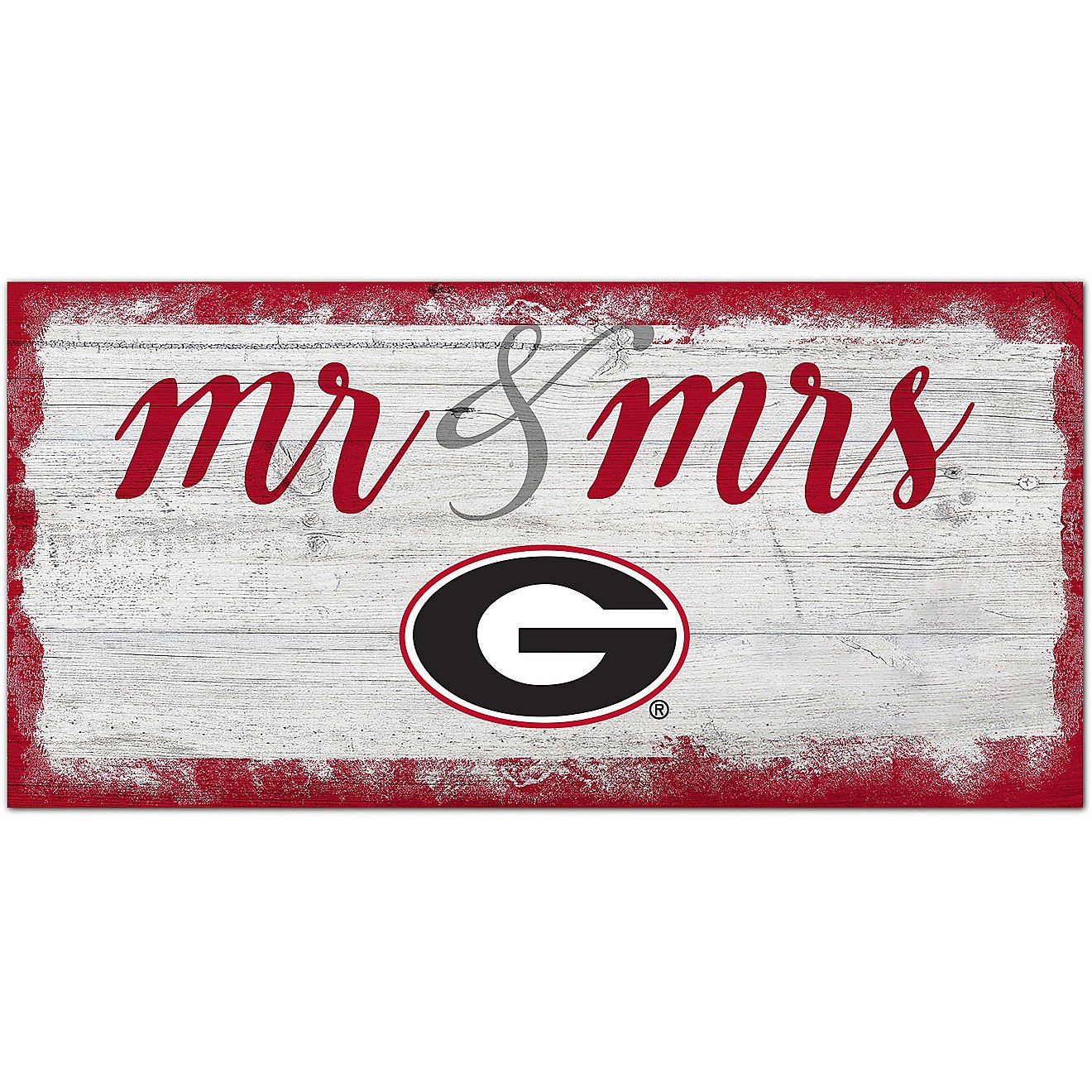 Fan Creations University of Georgia Script Mr. and Mrs. 6 in x 12 in Sign                                                        - view number 1