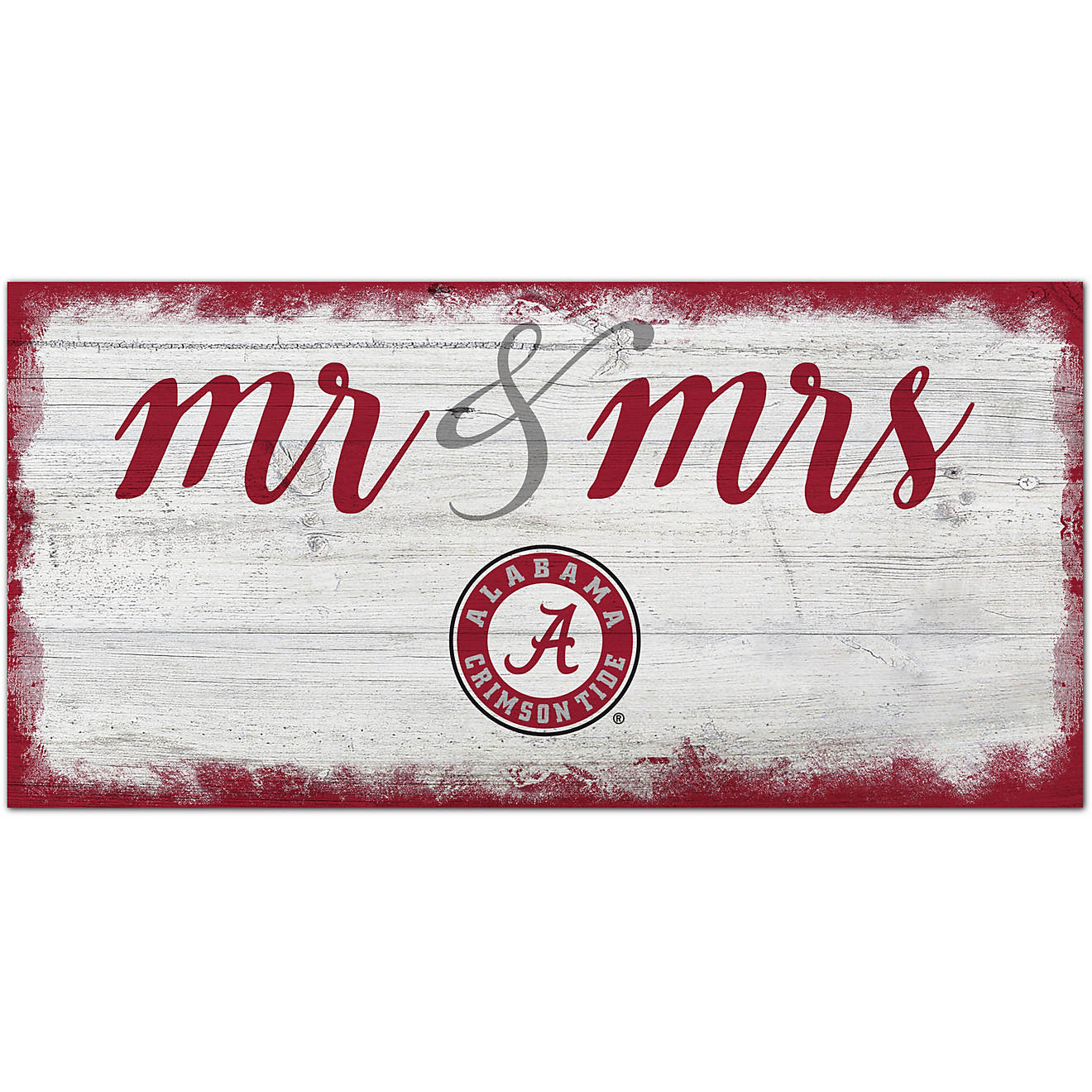 Fan Creations University of Alabama Script Mr. and Mrs. 6 in x 12 in Sign                                                        - view number 1