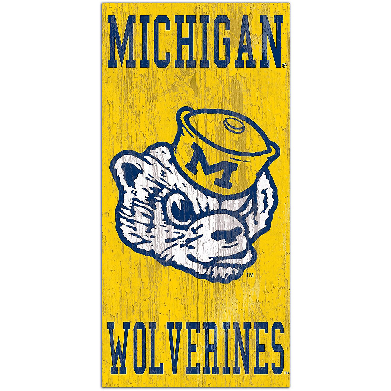 Fan Creations University of Michigan Heritage Distressed Logo 6x12 Wall Decor                                                    - view number 1