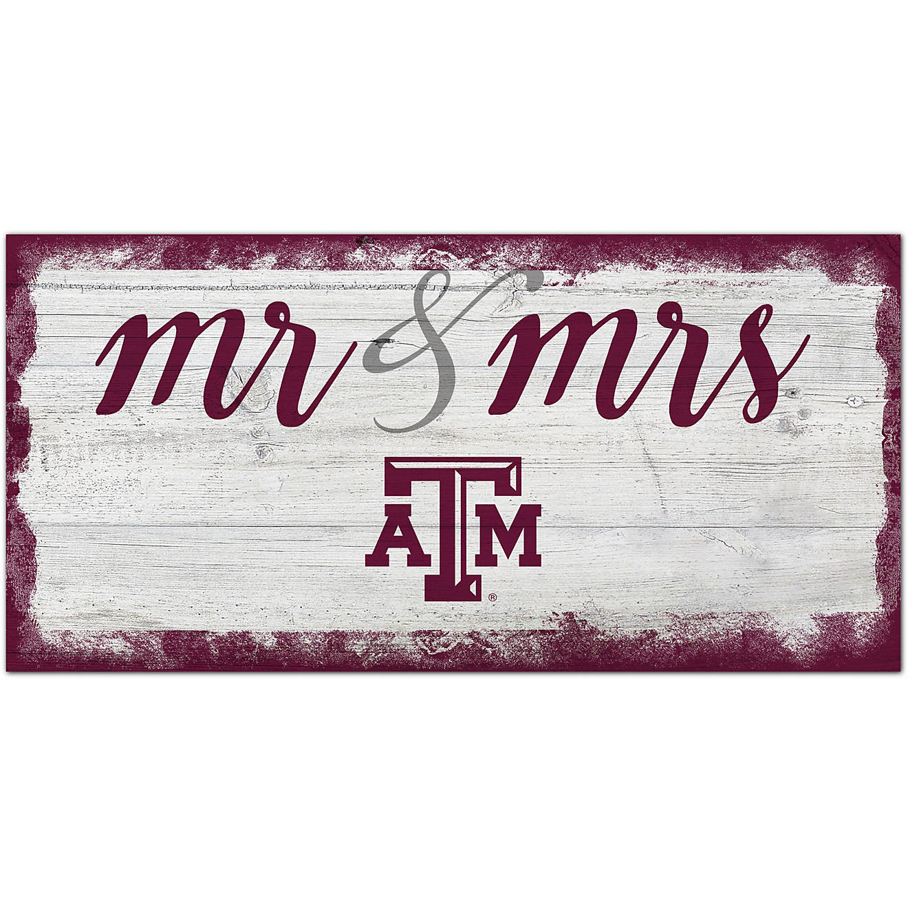 Fan Creations Texas A&M University Script Mr. and Mrs. 6 in x 12 in Sign                                                         - view number 1