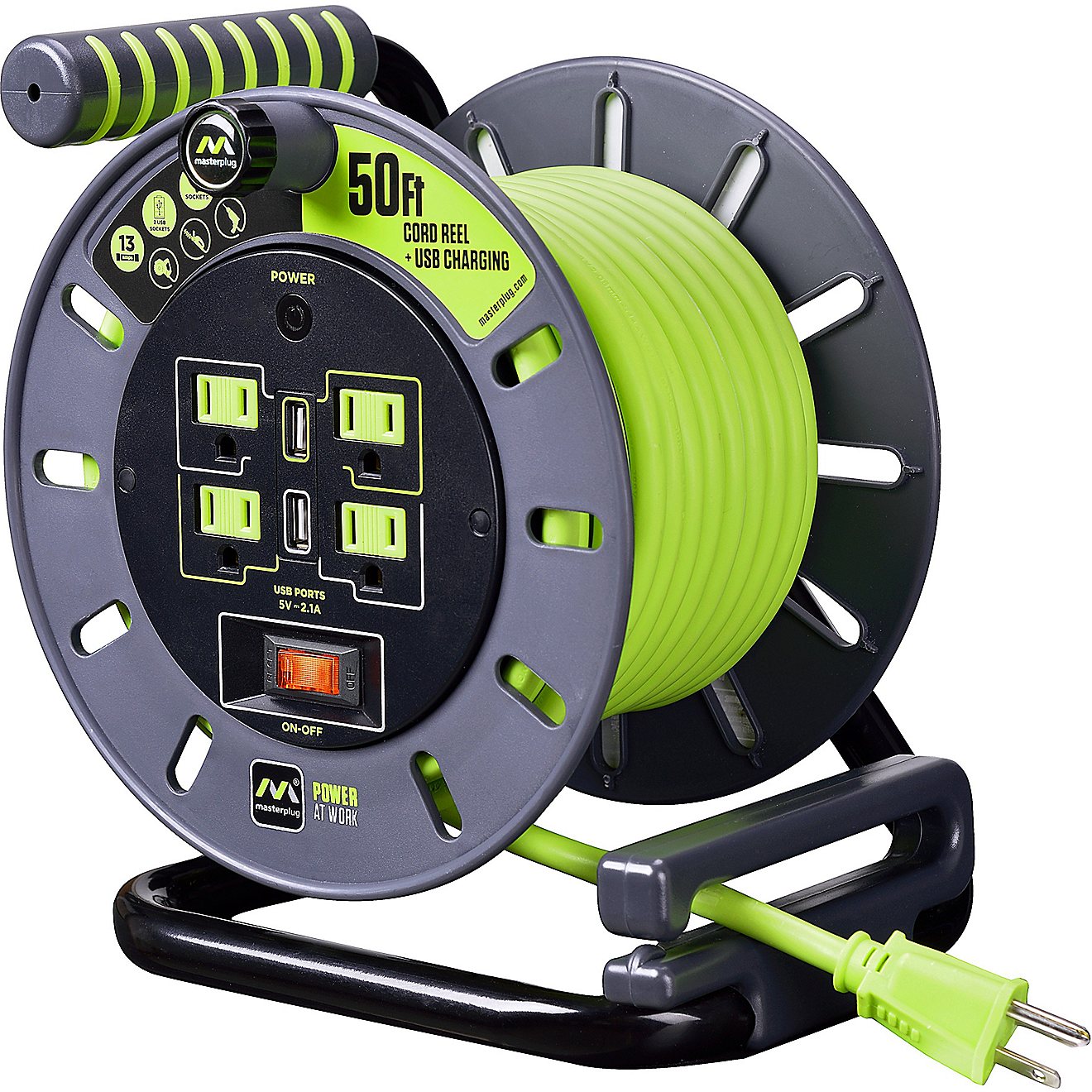 Masterplug 50 ft 13 amp Open Cable Reel with USB Ports                                                                           - view number 3