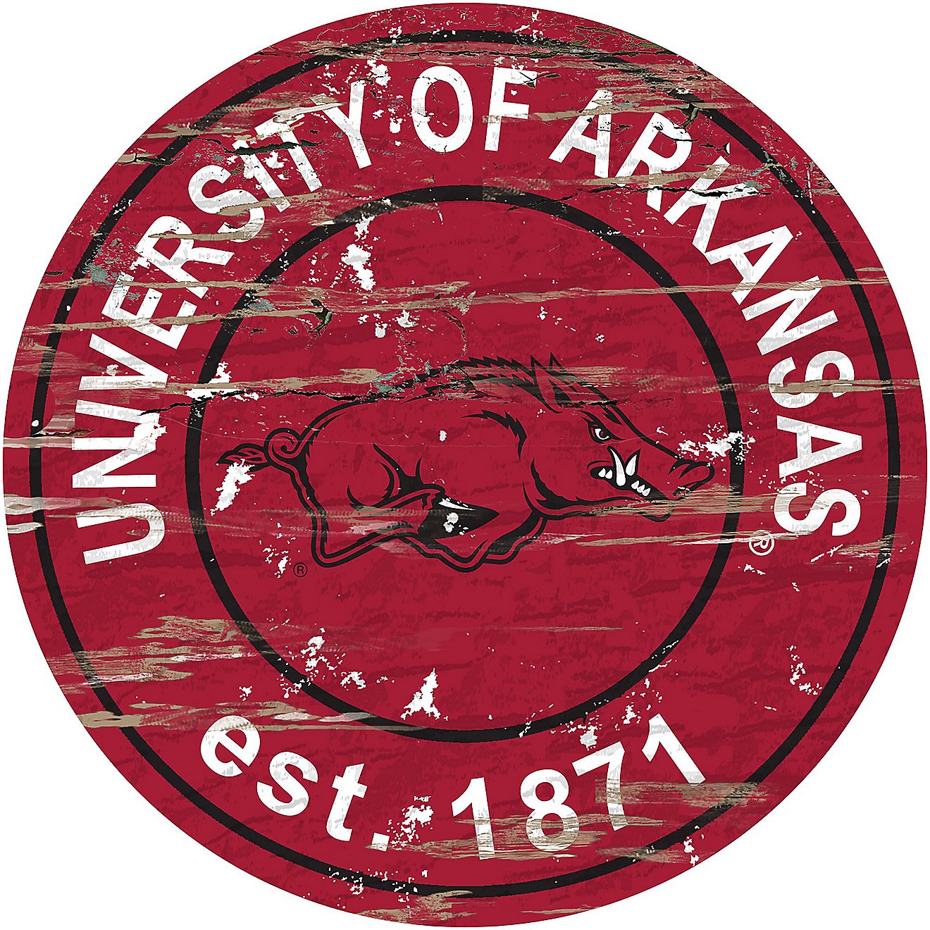 Fan Creations University of Arkansas Distressed Round Sign                                                                       - view number 1