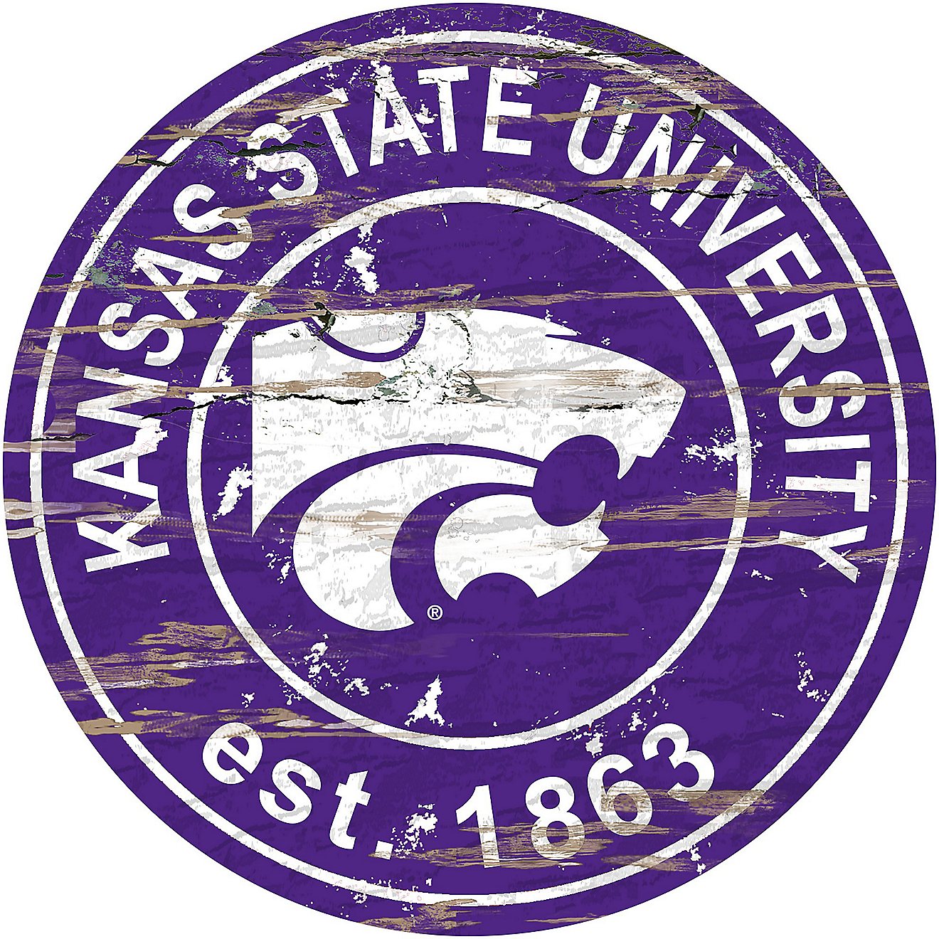 Fan Creations Kansas State University Distressed Round Sign                                                                      - view number 1
