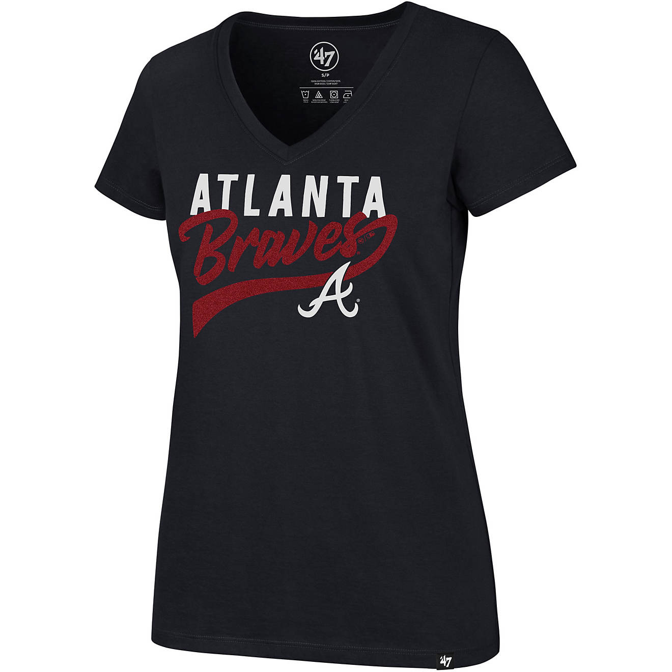 '47 Women's Atlanta Braves Glitter Rush Ultra Rival Short Sleeve T-shirt                                                         - view number 1