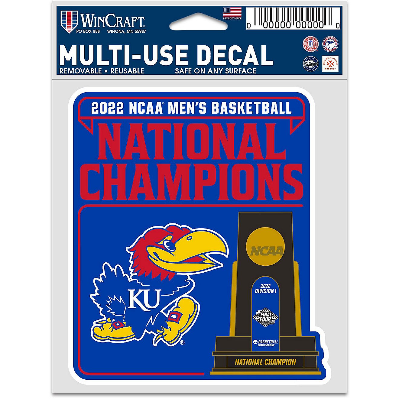 WinCraft University of Kansas 2022 Men's March Madness National Champs 3x5 Decal                                                 - view number 1