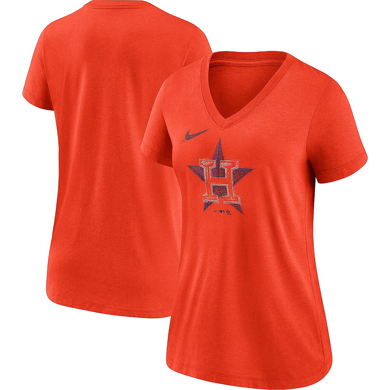Nike Women's Houston Astros Sketch Logo Graphic T-shirt                                                                          - view number 3