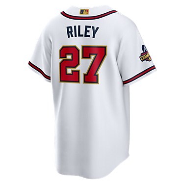 Nike Men's Atlanta Braves Austin Riley #27 Gold Replica Jersey