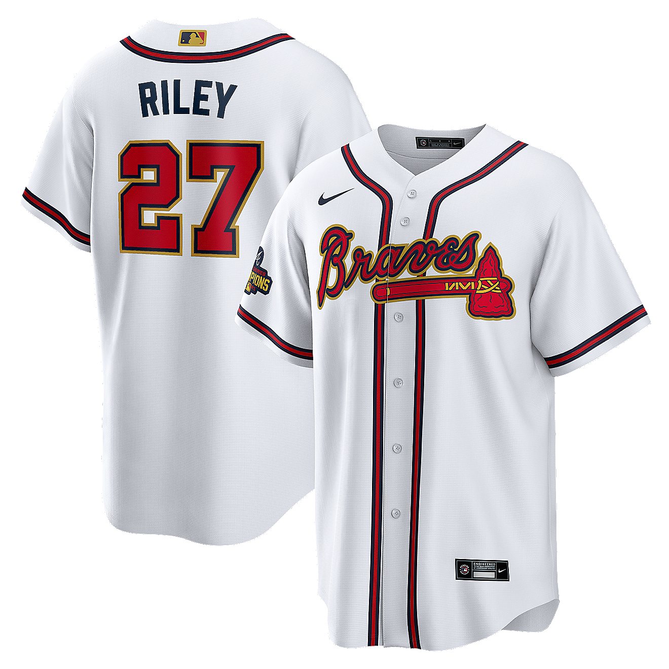 Nike Men's Atlanta Braves Austin Riley #27 Gold Replica Jersey                                                                   - view number 3