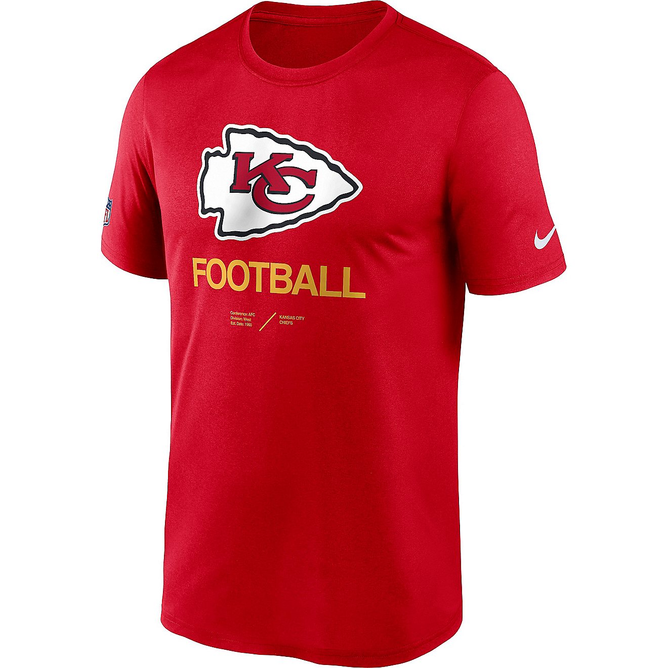 Nike Men's Kansas City Chiefs Dri-FIT Team Issue Legend Short Sleeve T-shirt                                                     - view number 1