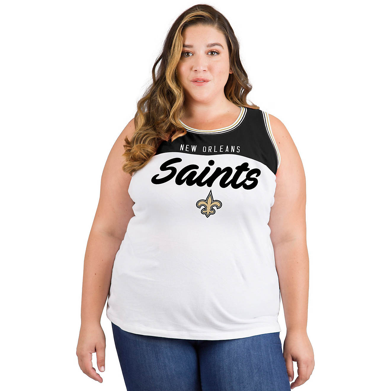 New Era Women's New Orleans Saints Plus Size Contrast Yoke Tank Top                                                              - view number 1