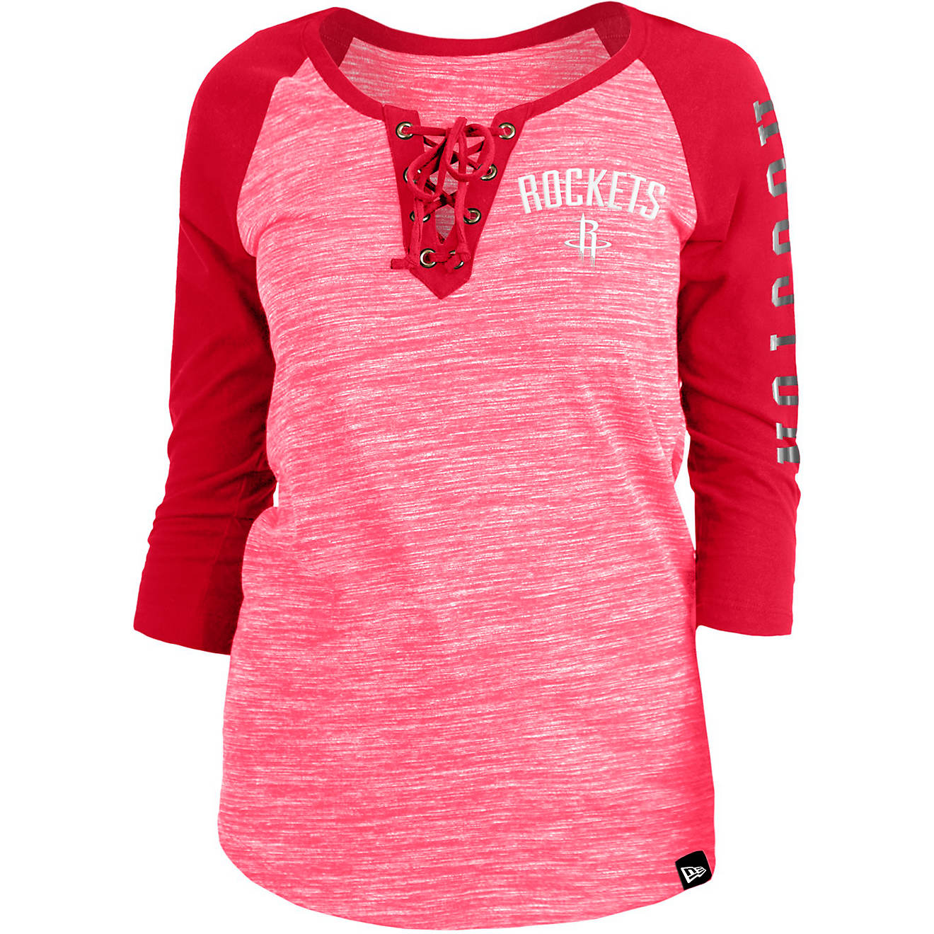 New Era Women's Houston Rockets Reverse Space Dye 3/4 Scoop T-shirt                                                              - view number 1