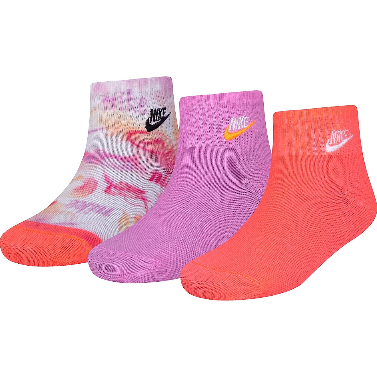 Nike Girls’ Tie-Dye Quarter Socks 3-Pack                                                                                       - view number 1