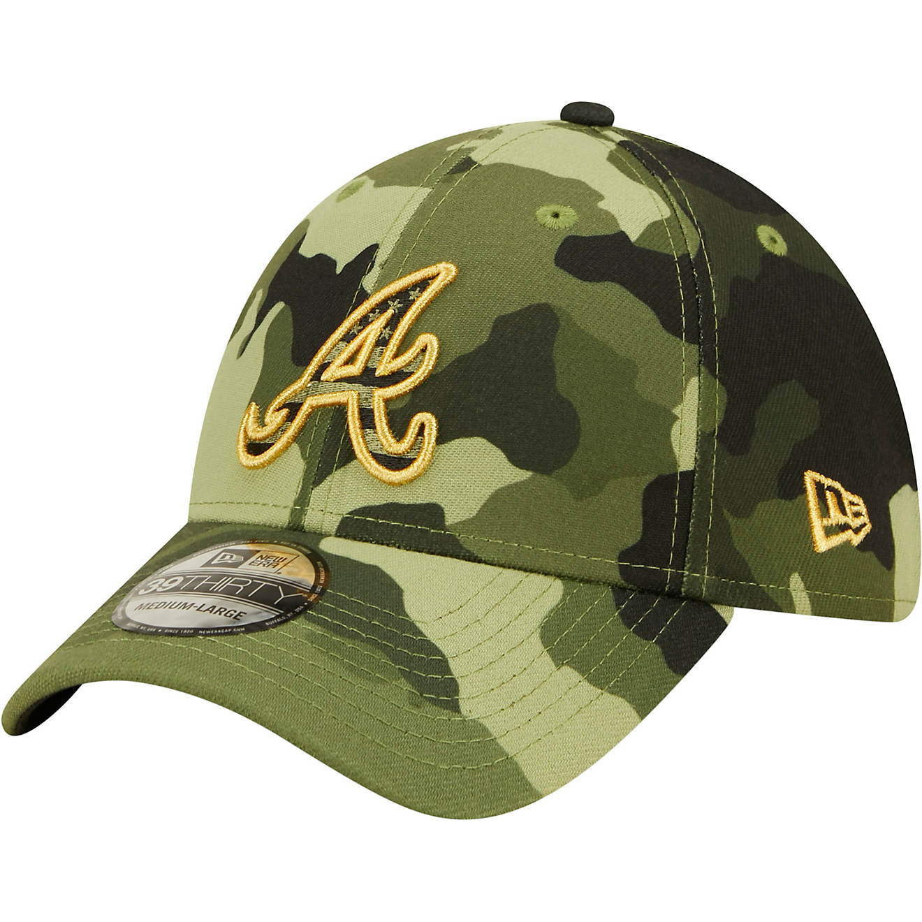 New Era Men's Atlanta Braves Camouflage AFD Stretch 39THIRTY Cap                                                                 - view number 1
