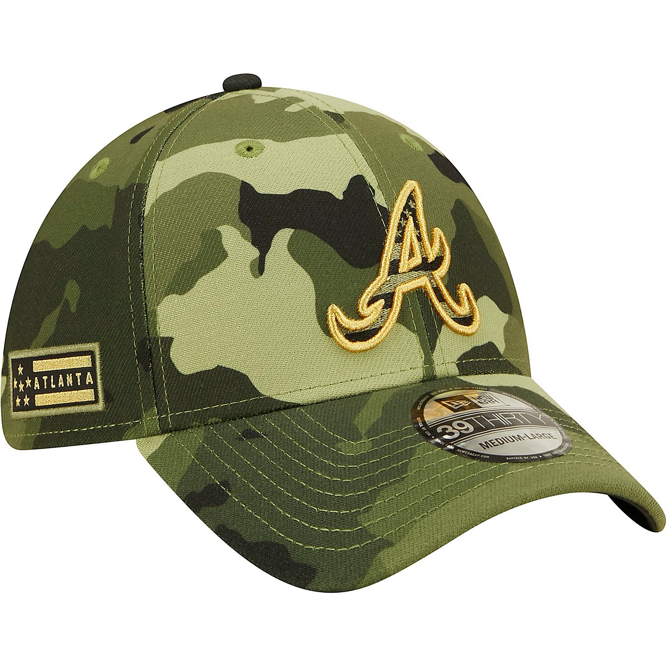 New Era Men's Atlanta Braves Camouflage AFD Stretch 39THIRTY Cap                                                                 - view number 3