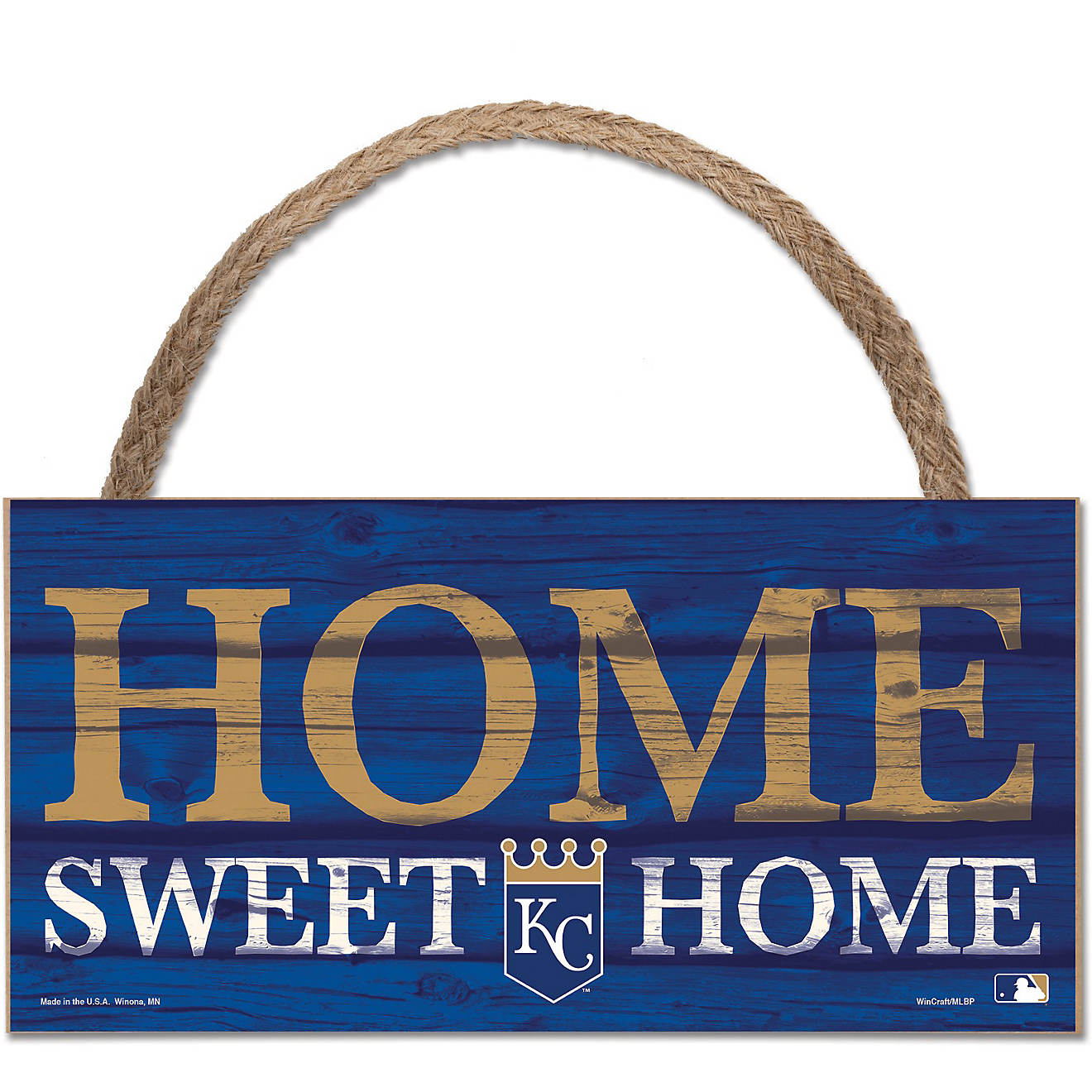 WinCraft Kansas City Royals 5 in x 10 in Home Sweet Home Rope Wood Sign                                                          - view number 1