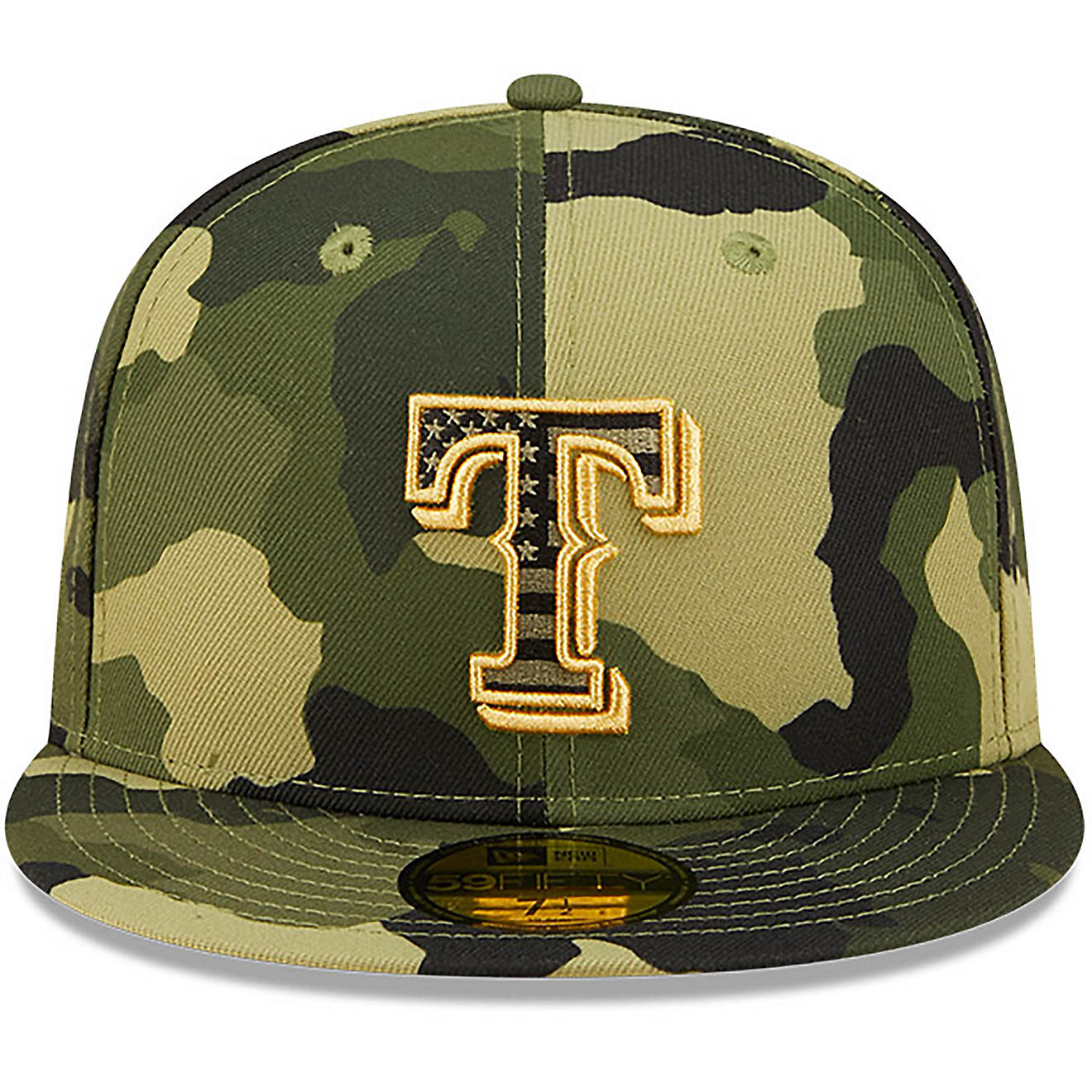 New Era Men's Texas Rangers Camo AFD Fitted 59FIFTY Cap                                                                          - view number 1