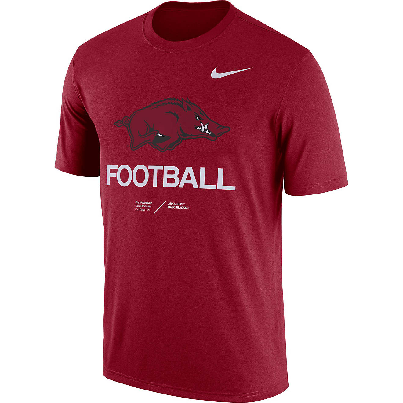 Nike Men's University of Arkansas Dri-FIT Legend Graphic T-shirt                                                                 - view number 1