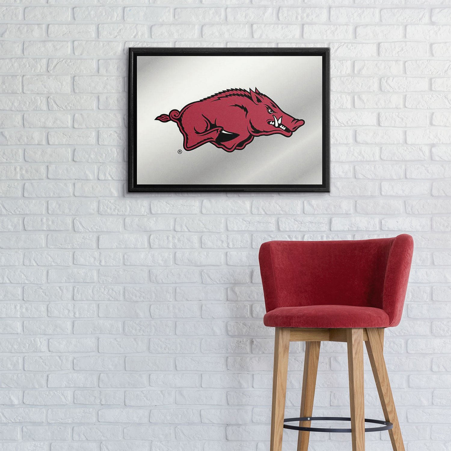 The Fan-Brand University of Arkansas Mascot Framed Mirrored Wall Sign ...