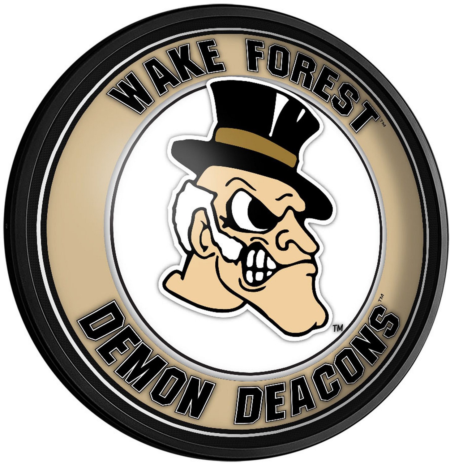 The Fan-Brand Wake Forest University Mascot Round Slimline Lighted Wall ...