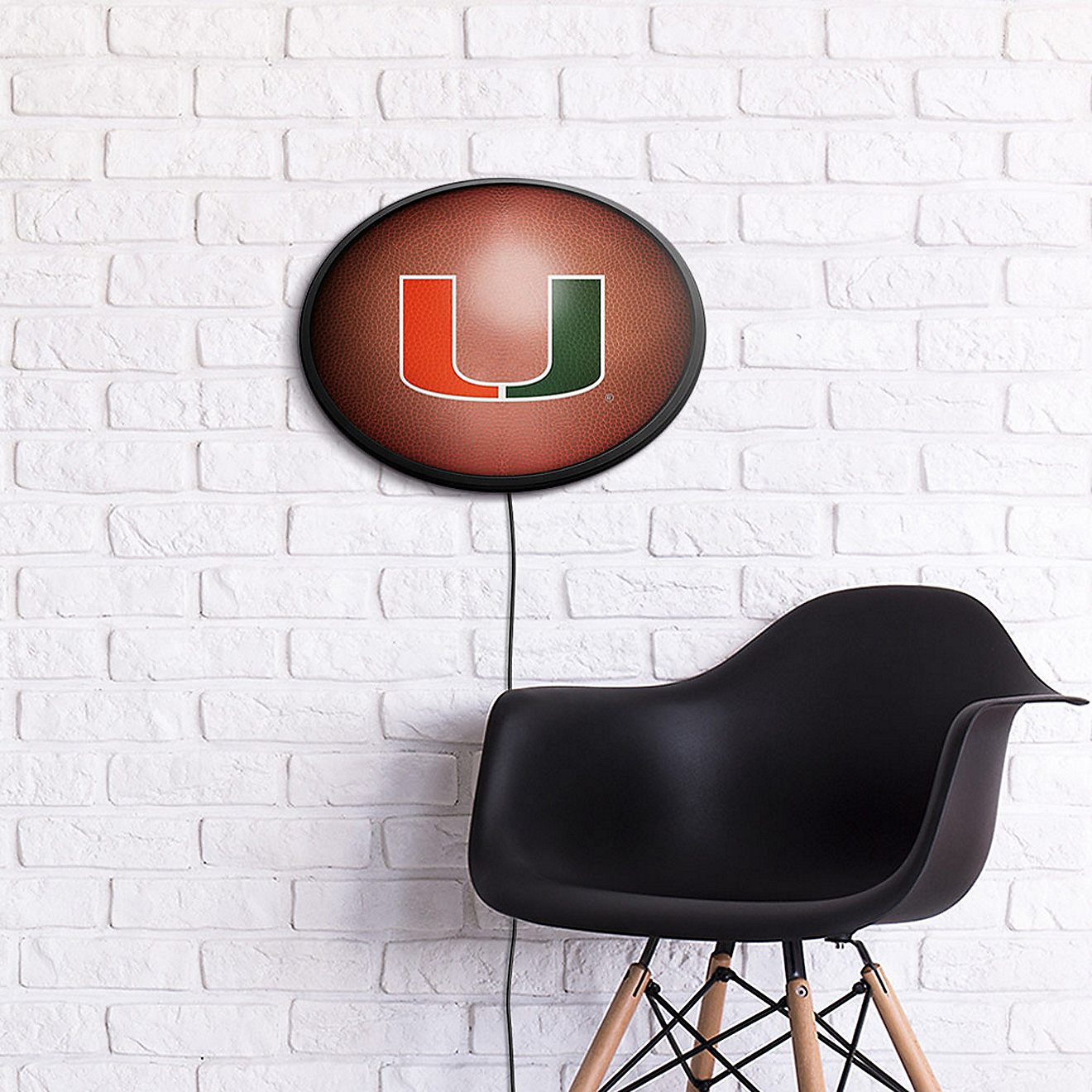 The Fan-Brand University of Miami Pigskin Oval Slimline Lighted Sign                                                             - view number 4