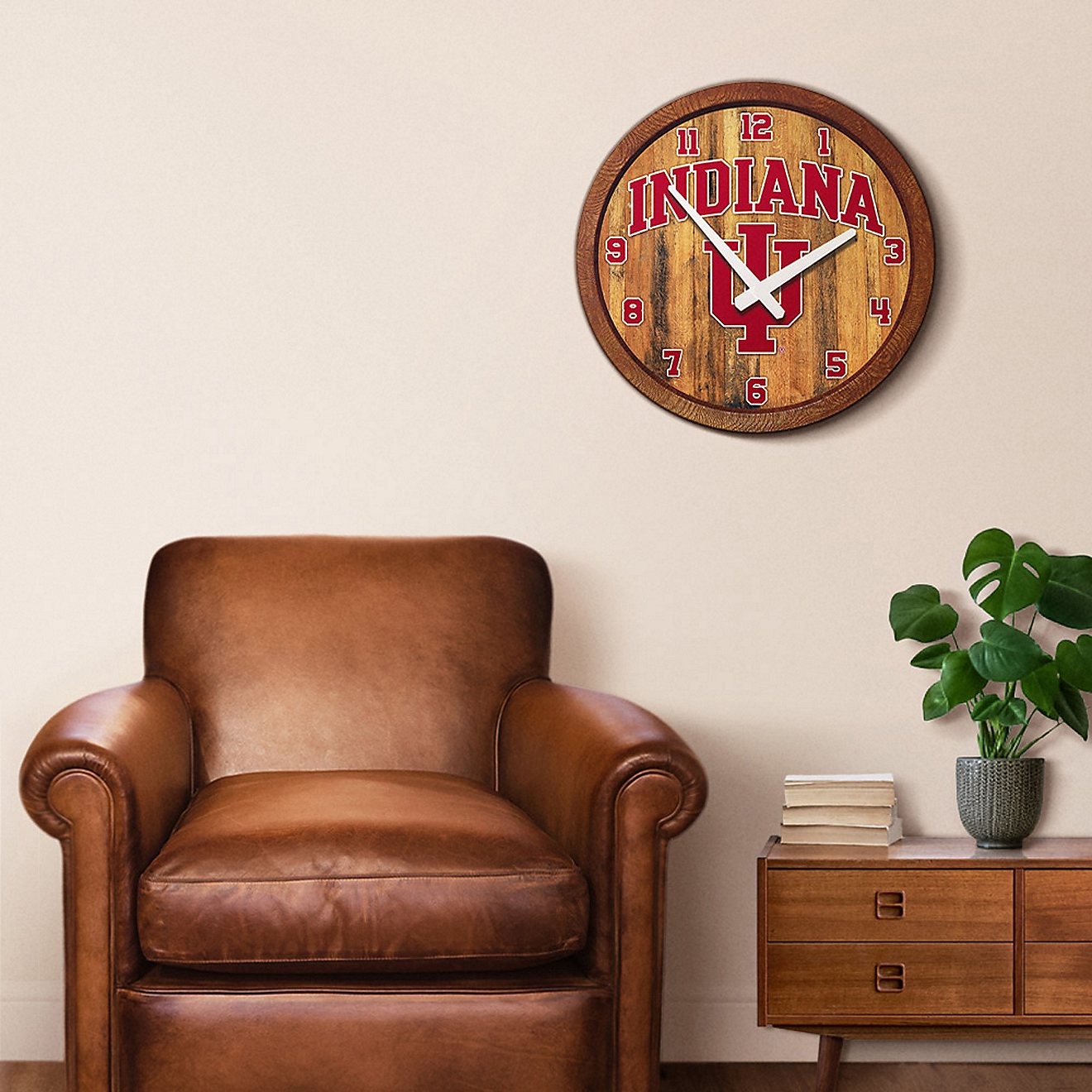 The Fan-Brand Indiana University Faux Barrel Top Clock                                                                           - view number 3