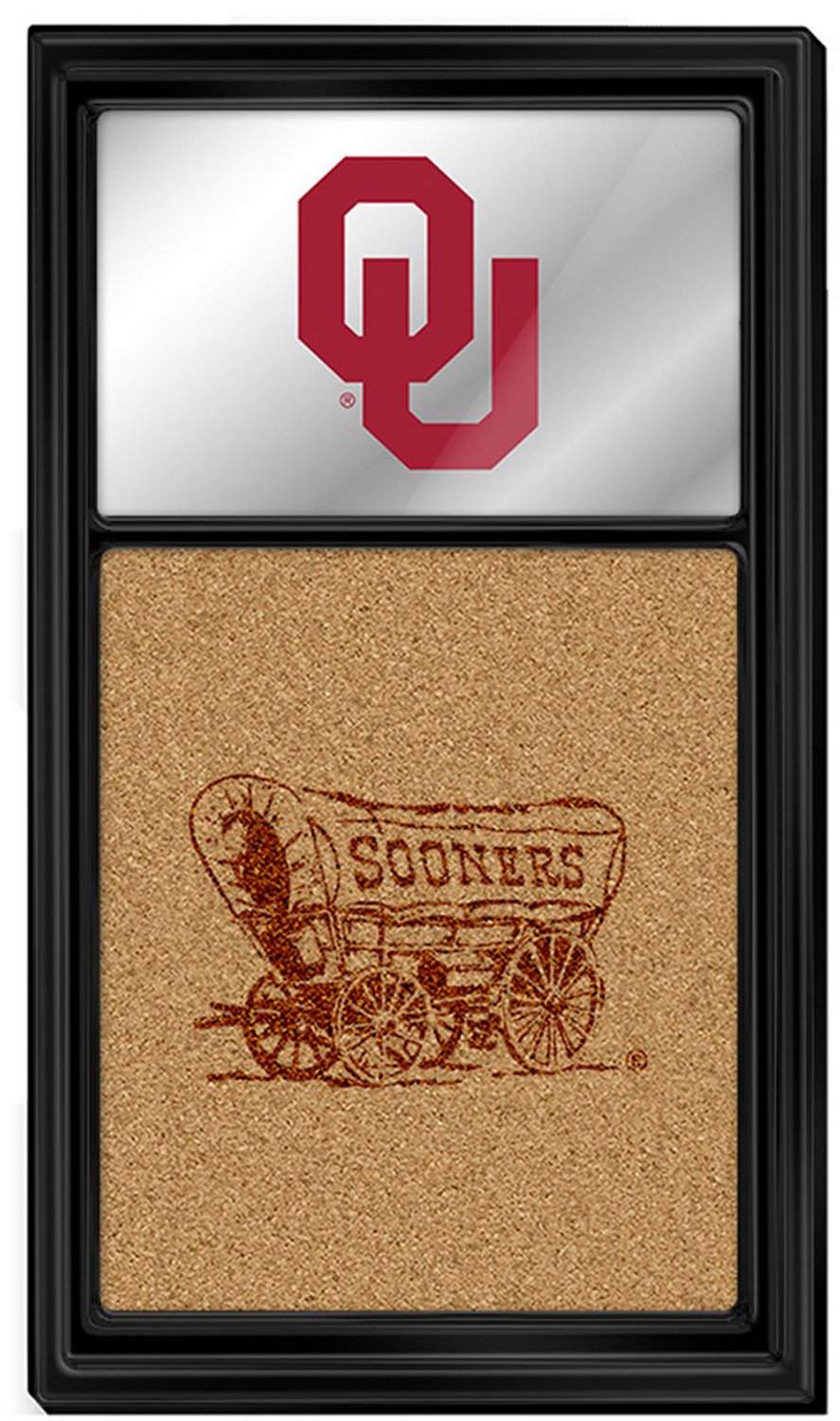 The FanBrand University of Oklahoma Dual Logo Mirrored Cork Note Board