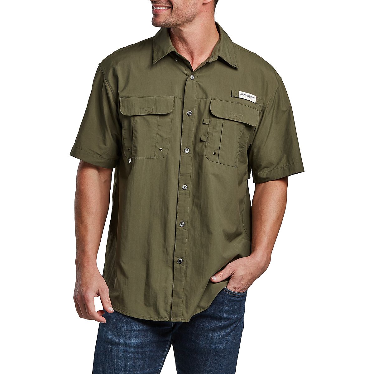 Magellan Outdoors Men's Laguna Madre Solid Short Sleeve Fishing Shirt ...